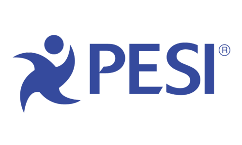 The pesi logo on a black background.
